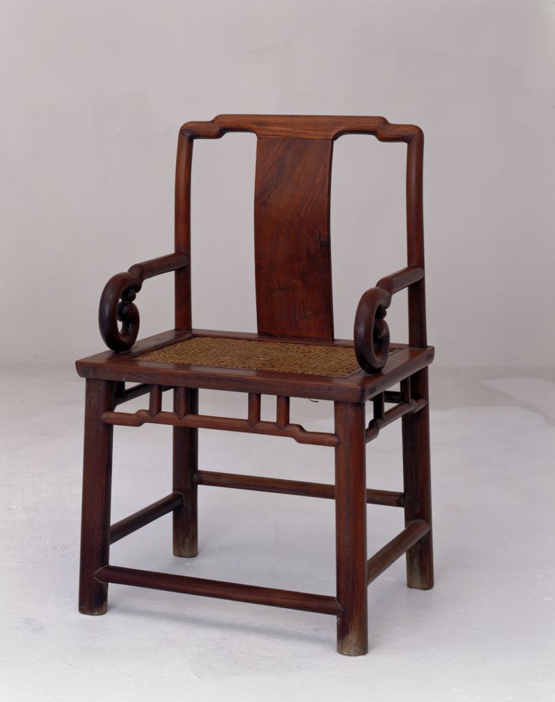 图片[1]-Yellow pear wood rattan armchair-China Archive